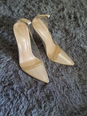 SHEIN Nude Clear Pointed Toe Heels